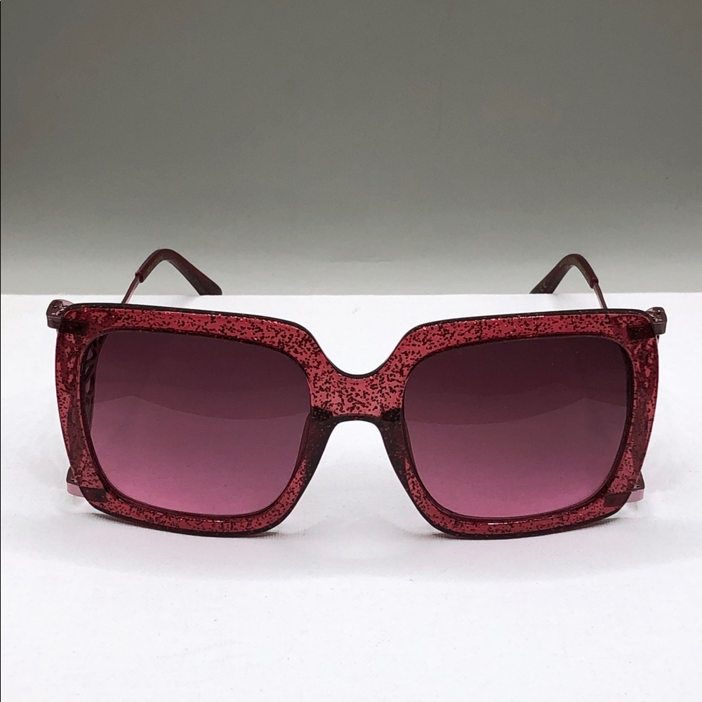 Betsey Johnson mermaid tail oversized glitter red rose sunglasses square. - Picture 2 of 10